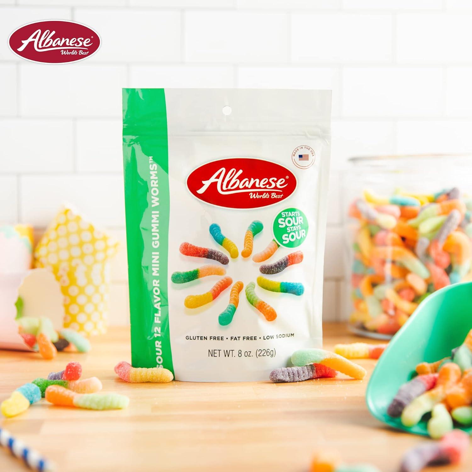 imageAlbanese Sour 12 Flavor Mini Gummi Worms 8 Ounce