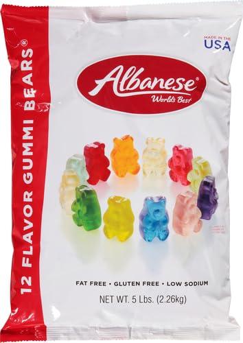 imageAlbanese Worlds Best 12 Flavor Gummi Bears 5lbs of Candy 12 Unique Flavors Gluten Free Fat Free Soft and Chewy Gummy Cherry Blue Raspberry Mango and More Great Snack for Travel and Kids12 Flavor Bears