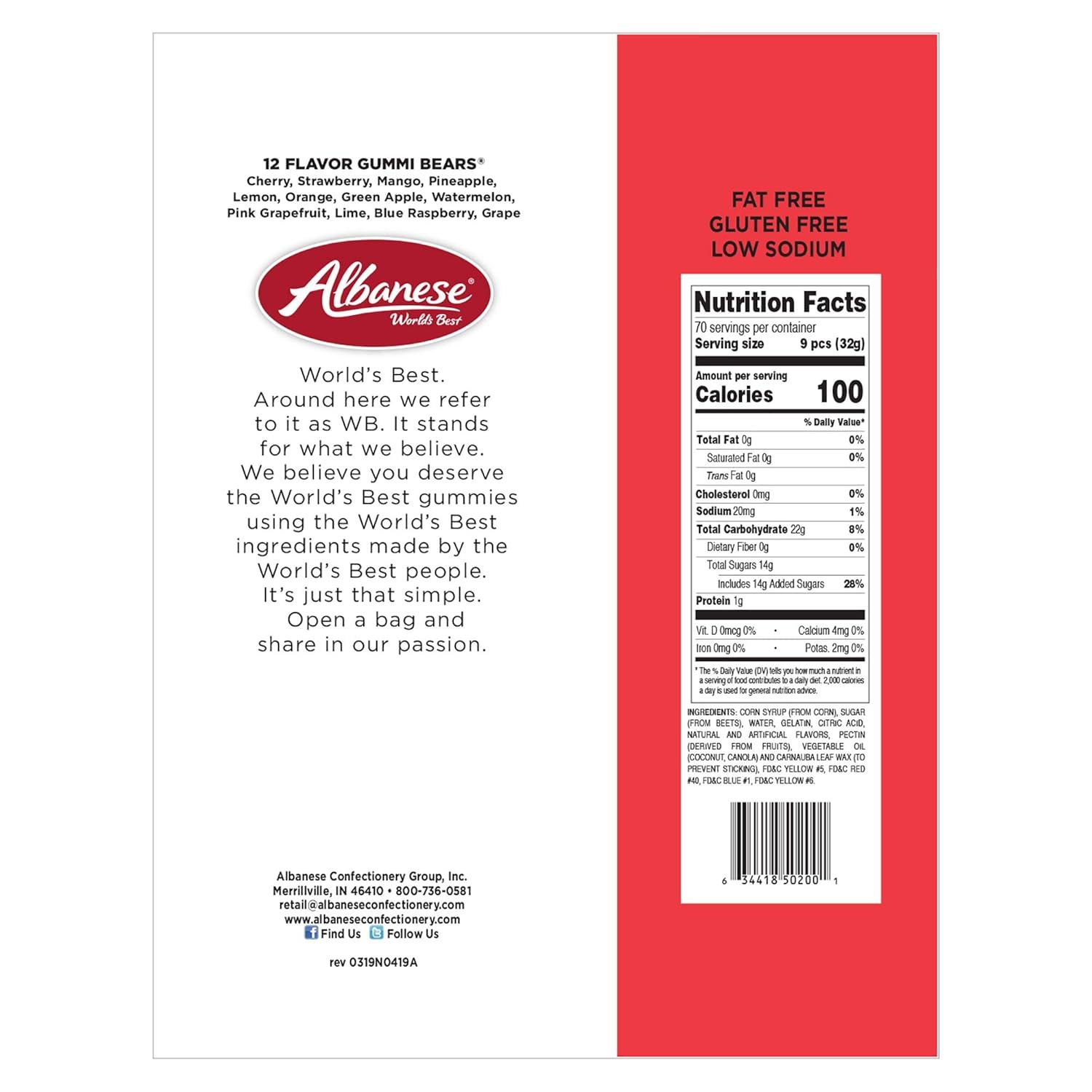 imageAlbanese Worlds Best 12 Flavor Gummi Bears 5lbs of Candy 12 Unique Flavors Gluten Free Fat Free Soft and Chewy Gummy Cherry Blue Raspberry Mango and More Great Snack for Travel and Kids12 Flavor Bears