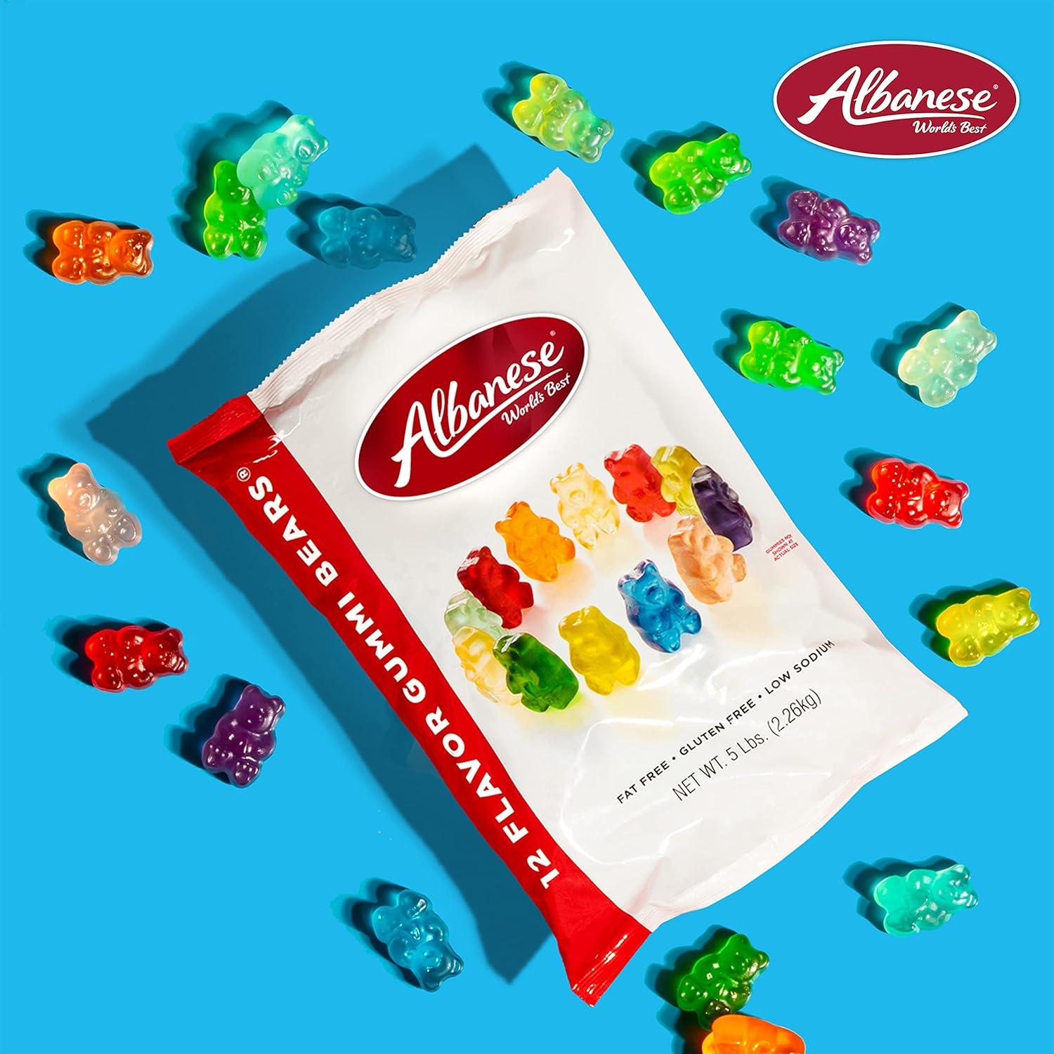 imageAlbanese Worlds Best 12 Flavor Gummi Bears 5lbs of Candy 12 Unique Flavors Gluten Free Fat Free Soft and Chewy Gummy Cherry Blue Raspberry Mango and More Great Snack for Travel and Kids12 Flavor Bears