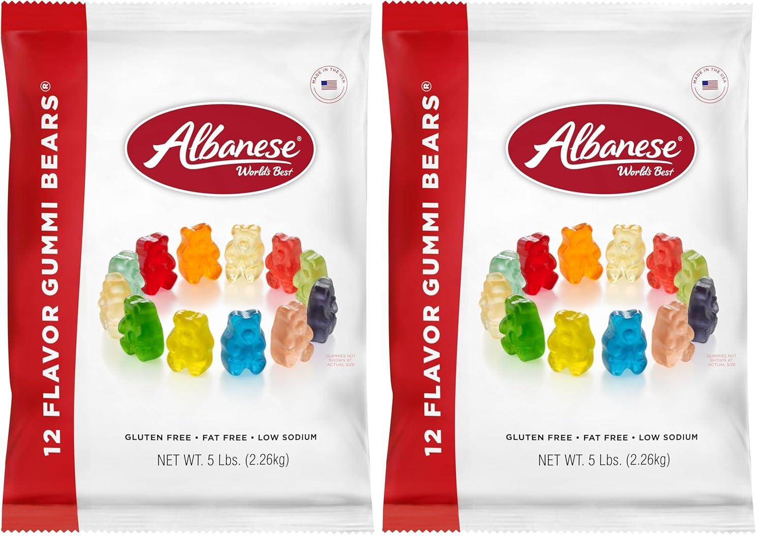 imageAlbanese Worlds Best 12 Flavor Gummi Bears 5lbs of Candy 12 Unique Flavors Gluten Free Fat Free Soft and Chewy Gummy Cherry Blue Raspberry Mango and More Great Snack for Travel and Kids12 Flavor Bears