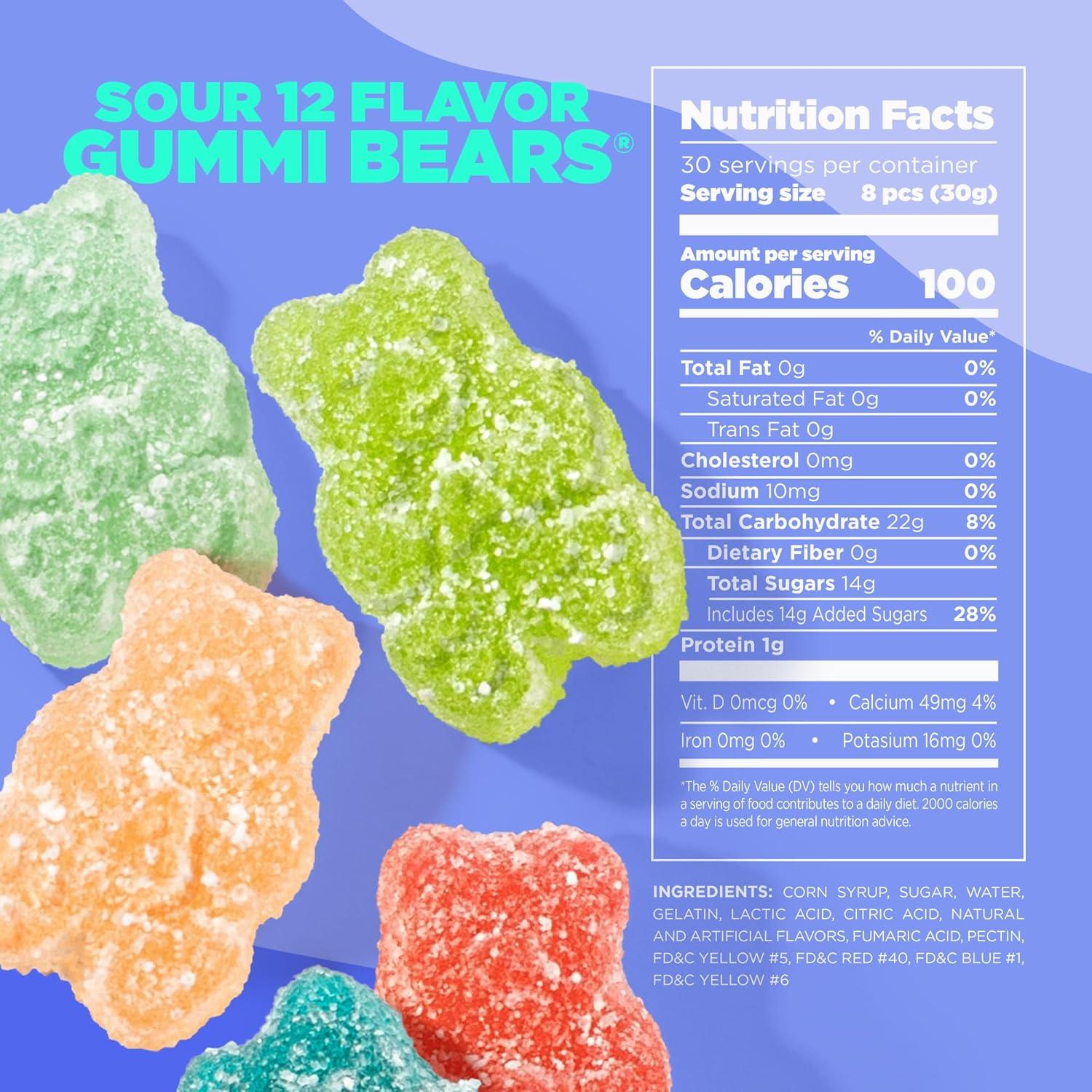 imageAlbanese Worlds Best Sour 12 Flavor Gummi Bears 32oz Bag of Candy 12 Unique Super Sour Flavors Gluten Free Fat Free Soft and Chewy Gummy Bears Perfect Travel SnackSour Gummi Bears