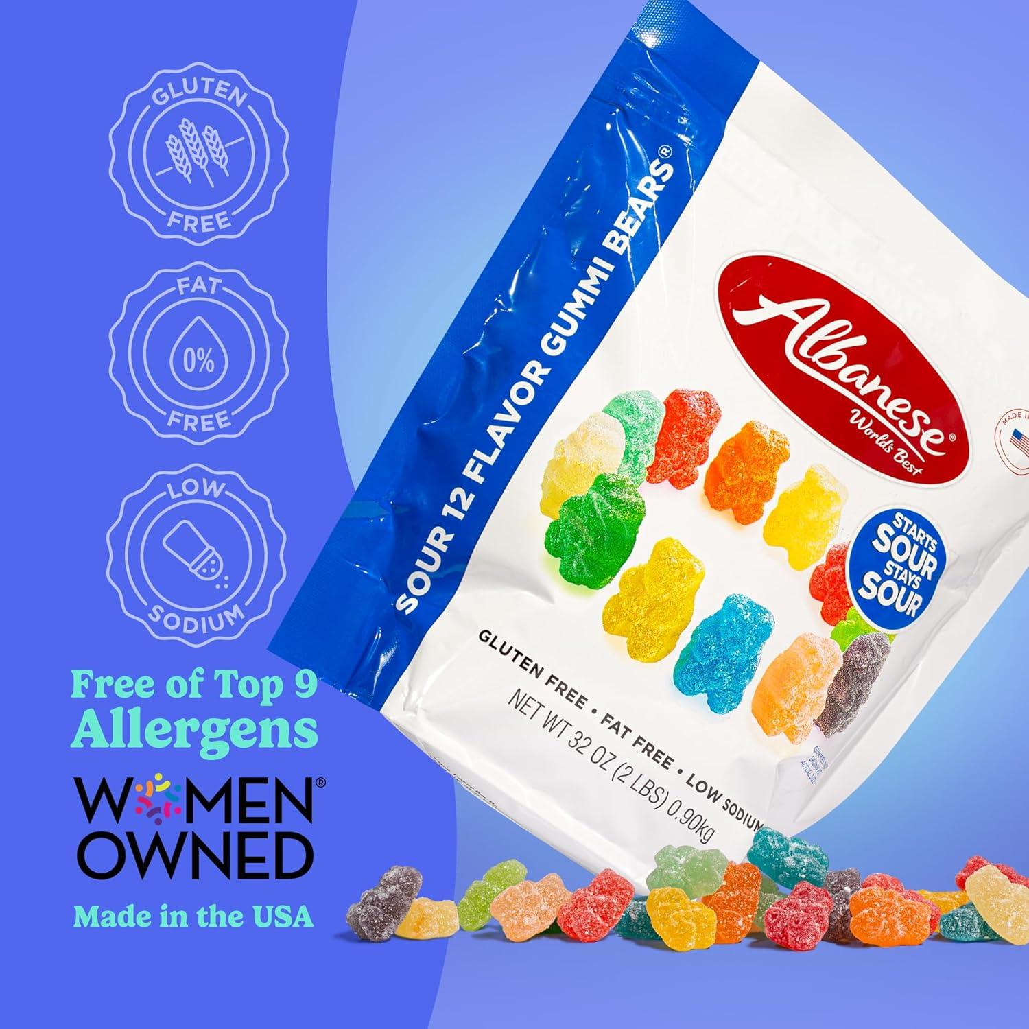 imageAlbanese Worlds Best Sour 12 Flavor Gummi Bears 32oz Bag of Candy 12 Unique Super Sour Flavors Gluten Free Fat Free Soft and Chewy Gummy Bears Perfect Travel SnackSour Gummi Bears