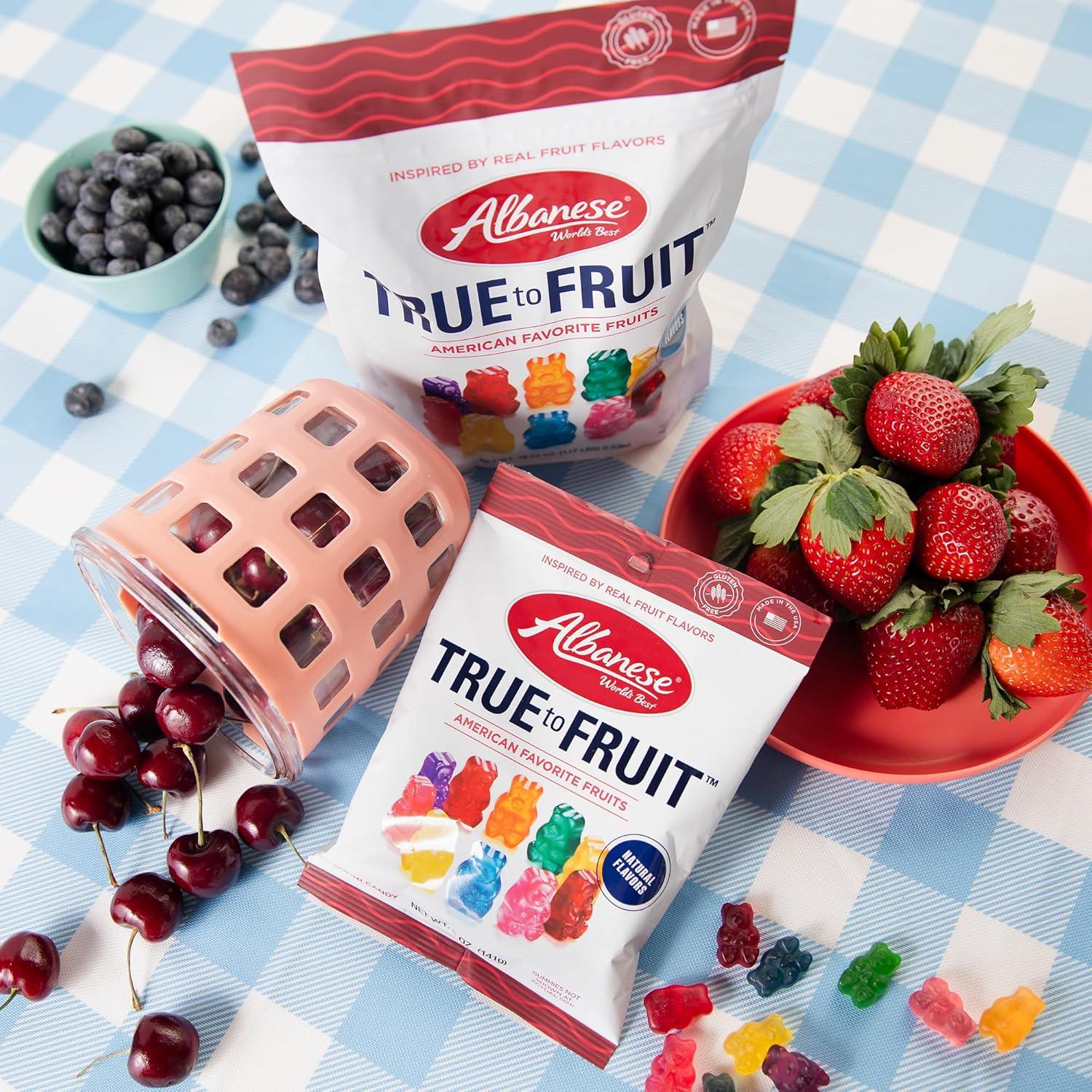 imageAlbanese Worlds Best True to Fruit American Favorite Fruits Gummies Candy 25oz Bag Soft ampamp Chewy Candy Snack Fruity Flavor AssortmentAmerican Favorite Fruits