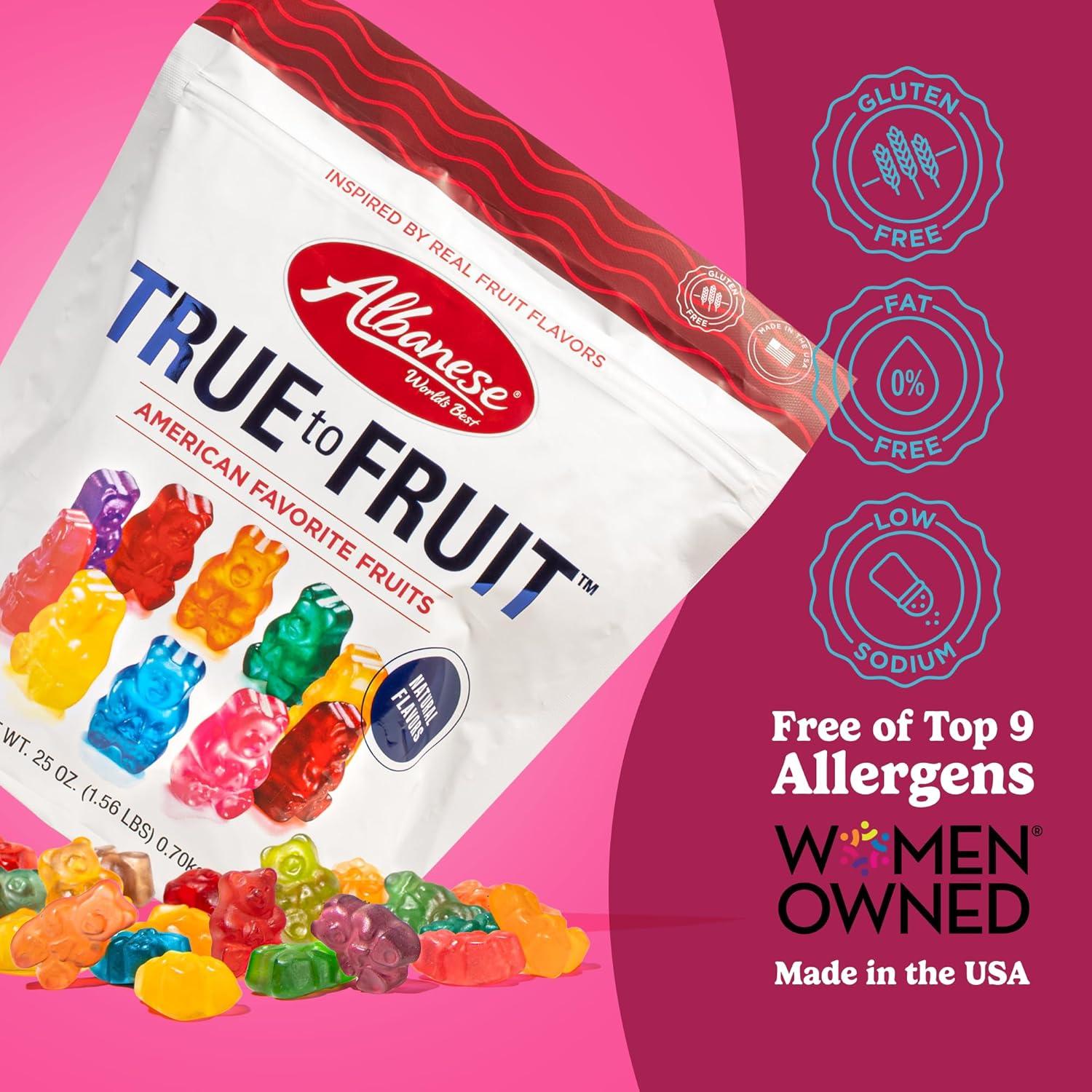 imageAlbanese Worlds Best True to Fruit American Favorite Fruits Gummies Candy 25oz Bag Soft ampamp Chewy Candy Snack Fruity Flavor AssortmentAmerican Favorite Fruits