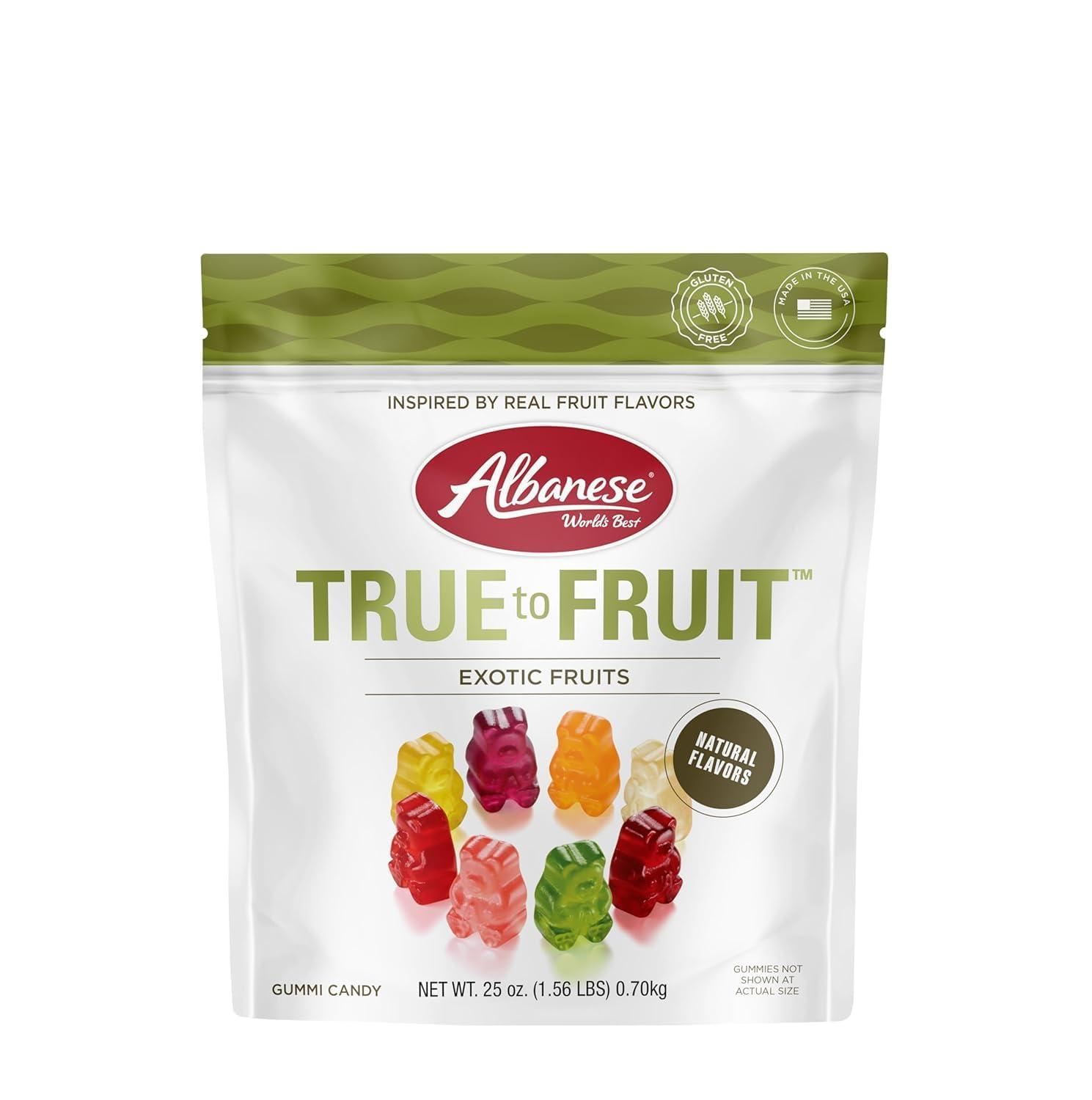 imageAlbanese Worlds Best True to Fruit American Favorite Fruits Gummies Candy 25oz Bag Soft ampamp Chewy Candy Snack Fruity Flavor AssortmentExotic Fruits