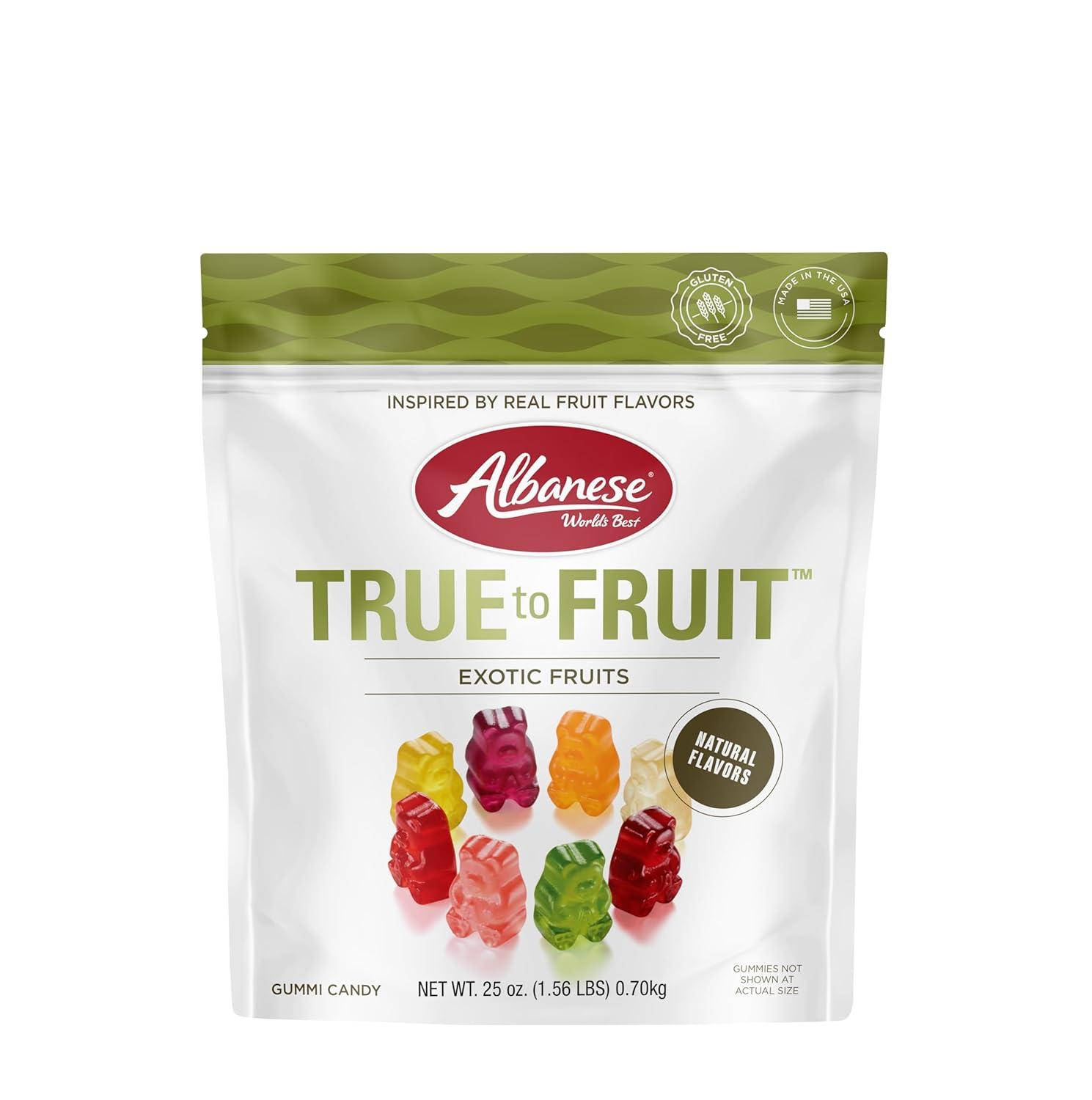 imageAlbanese Worlds Best True to Fruit American Favorite Fruits Gummies Candy 25oz Bag Soft ampamp Chewy Candy Snack Fruity Flavor AssortmentExotic Fruits