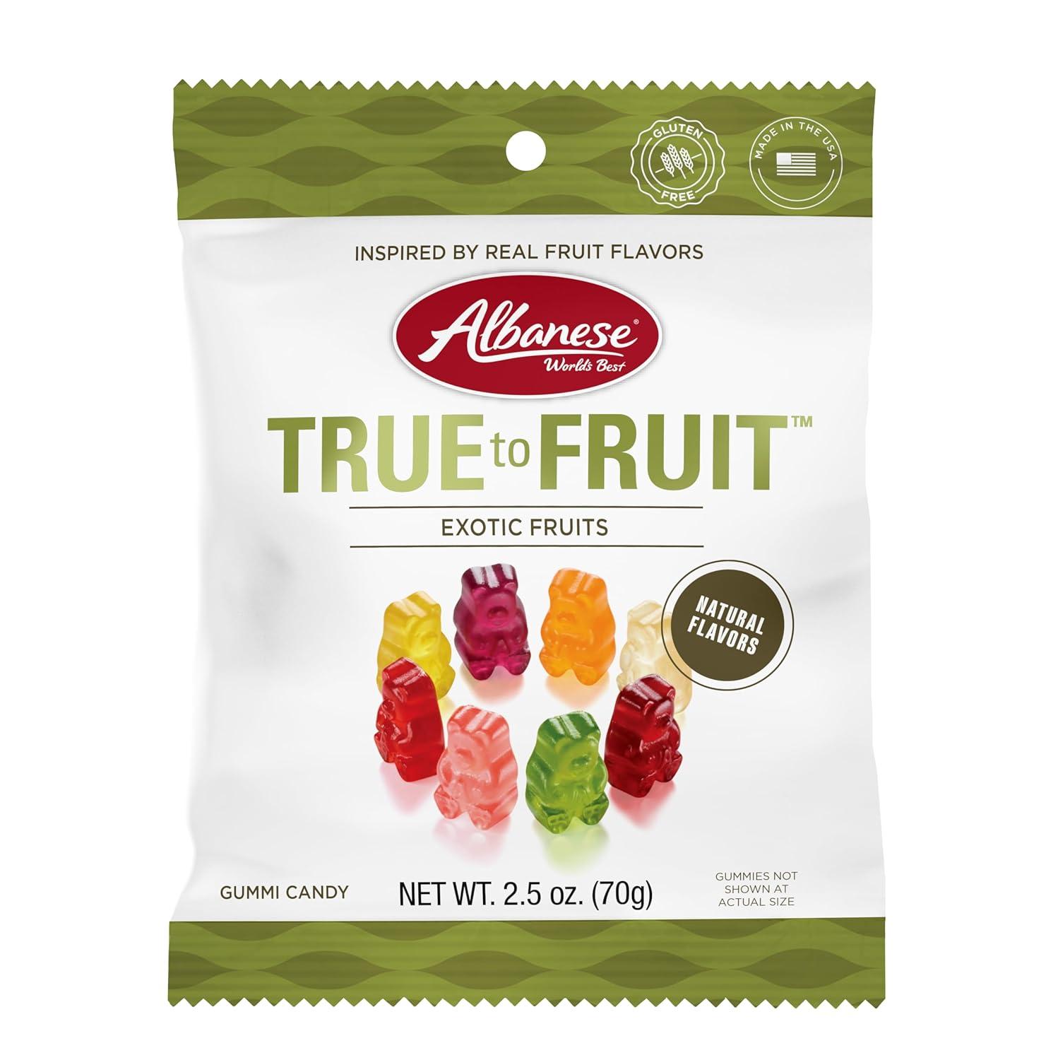 imageAlbanese Worlds Best True to Fruit American Favorite Fruits Gummies Candy 25oz Bag Soft ampamp Chewy Candy Snack Fruity Flavor AssortmentExotic Fruits