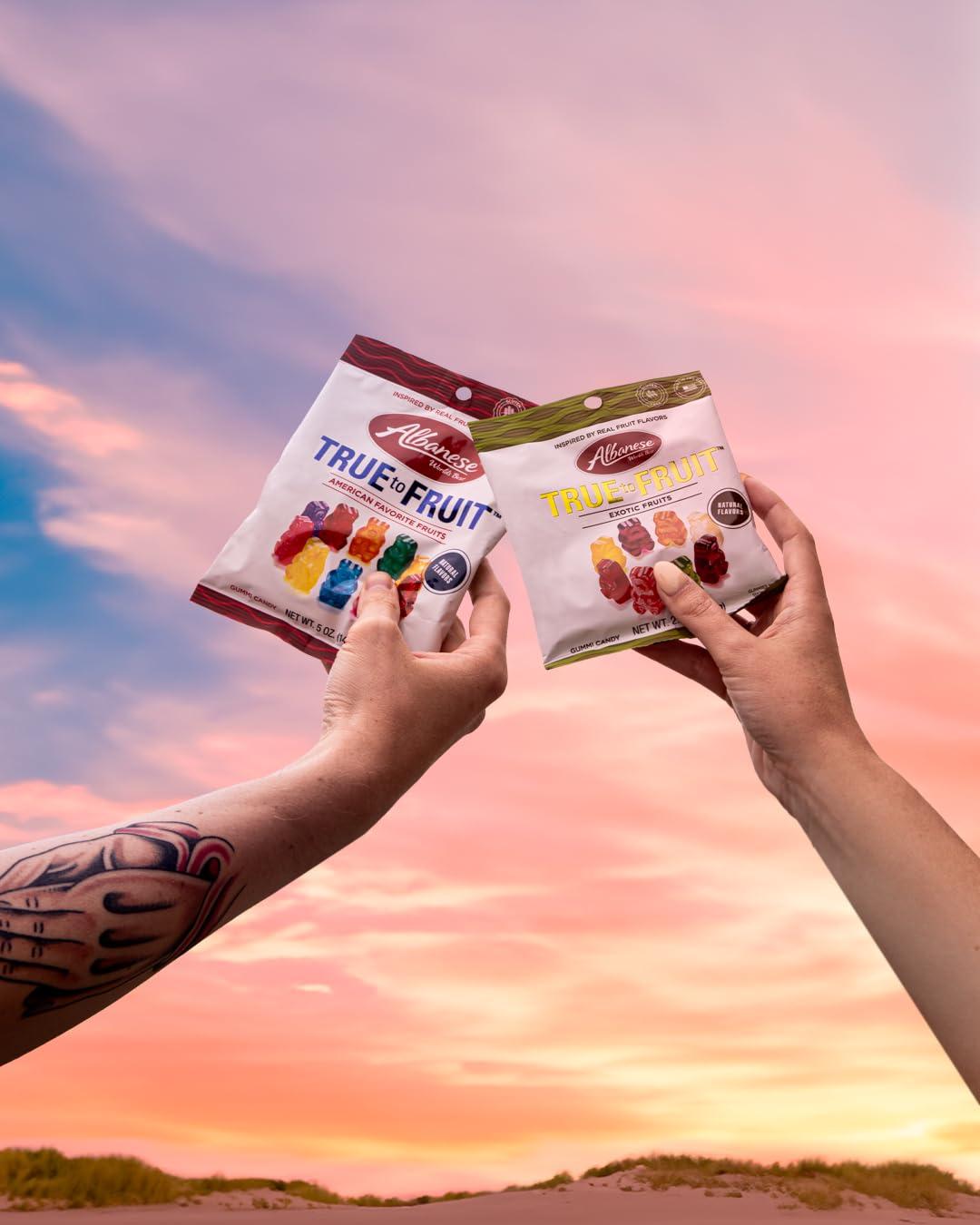 imageAlbanese Worlds Best True to Fruit American Favorite Fruits Gummies Candy 25oz Bag Soft ampamp Chewy Candy Snack Fruity Flavor AssortmentVariety Pack