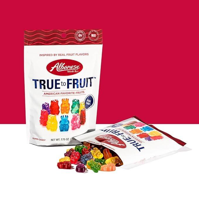 imageAlbanese Worlds Best True to Fruit American Favorite Fruits Gummies Candy 25oz Bag Soft ampamp Chewy Candy Snack Fruity Flavor AssortmentVariety Pack