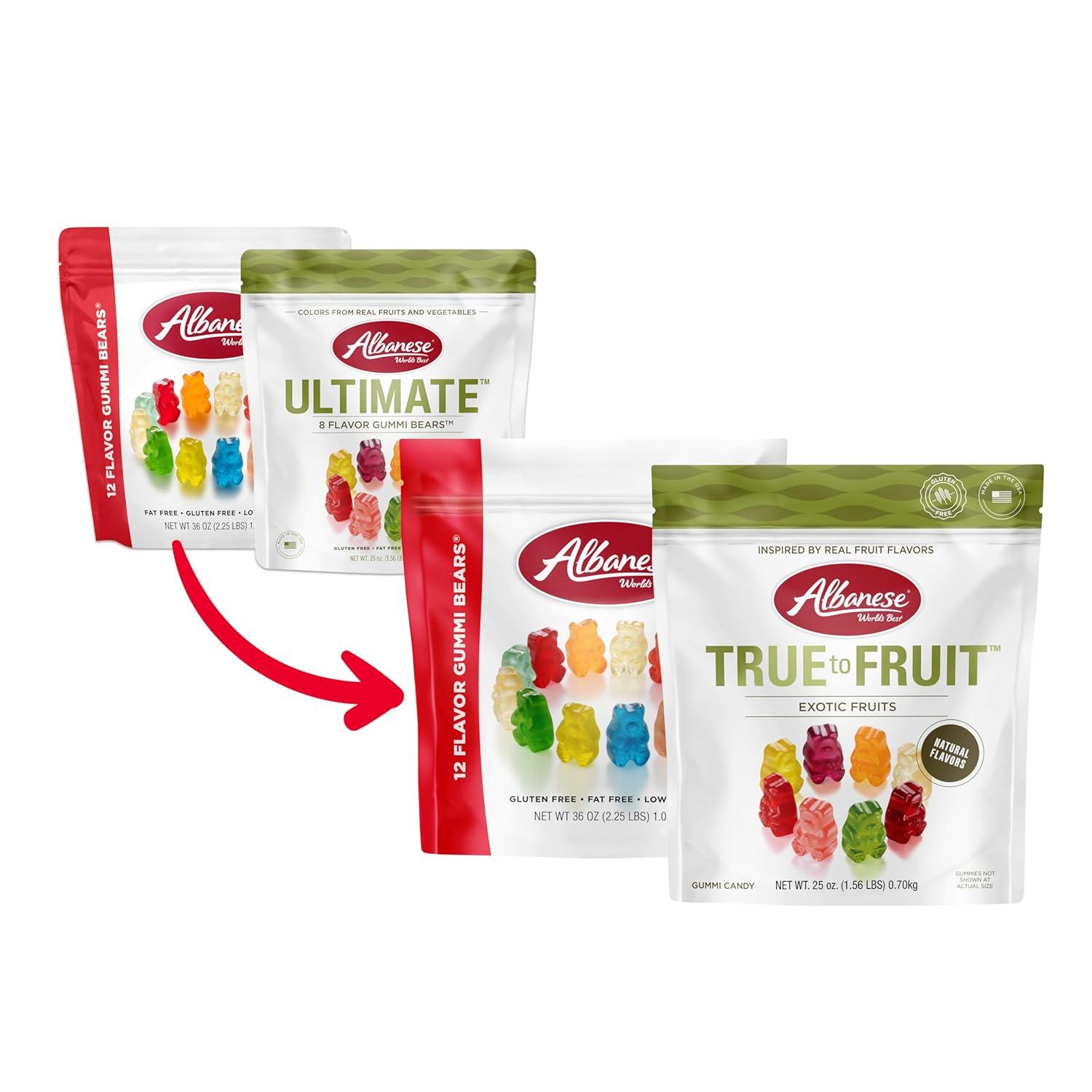 imageAlbanese Worlds Best True to Fruit American Favorite Fruits Gummies Candy 25oz Bag Soft ampamp Chewy Candy Snack Fruity Flavor AssortmentVariety Pack