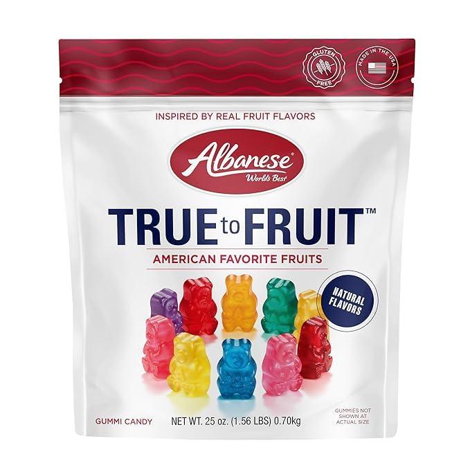 imageAlbanese Worlds Best True to Fruit American Favorite Fruits Gummies Candy 25oz Bag Soft ampamp Chewy Candy Snack Fruity Flavor AssortmentVariety Pack