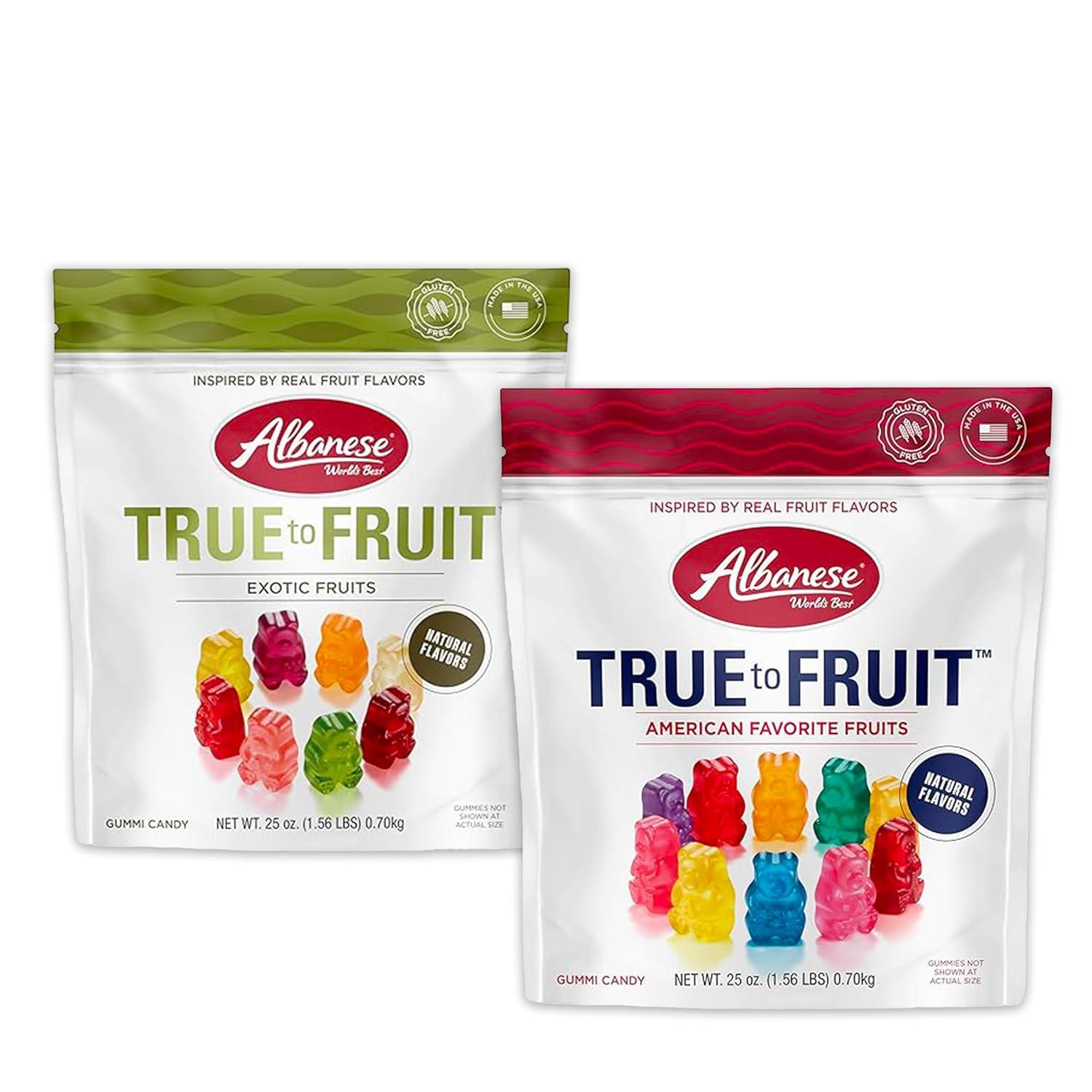 imageAlbanese Worlds Best True to Fruit American Favorite Fruits Gummies Candy 25oz Bag Soft ampamp Chewy Candy Snack Fruity Flavor AssortmentVariety Pack