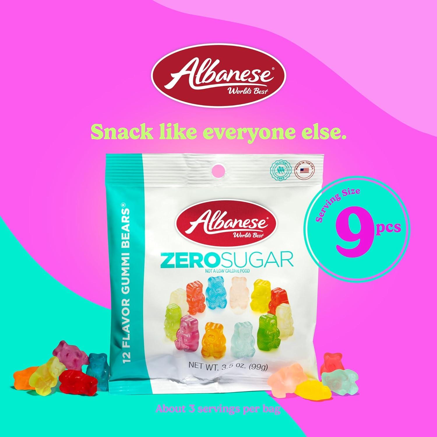imageAlbanese Worlds Best Zero Sugar 12 Flavor Gummi Bears Candy 35 Ounce Pack of 12 Individually Wrapped Soft ampamp Chewy Candy Snacks