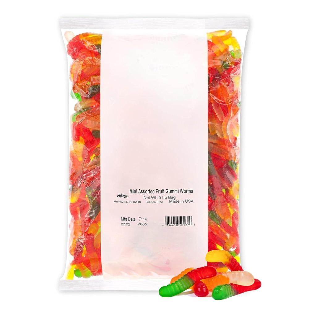 imageAlbanese Worlds Best Gummi Watermelon Rings  45lbs of Candy  Gluten Free Fat Free Soft and Chewy Gummy Rings  Perfect for Parties Baking with Kids and On The Go SnackingMini Assorted Worms