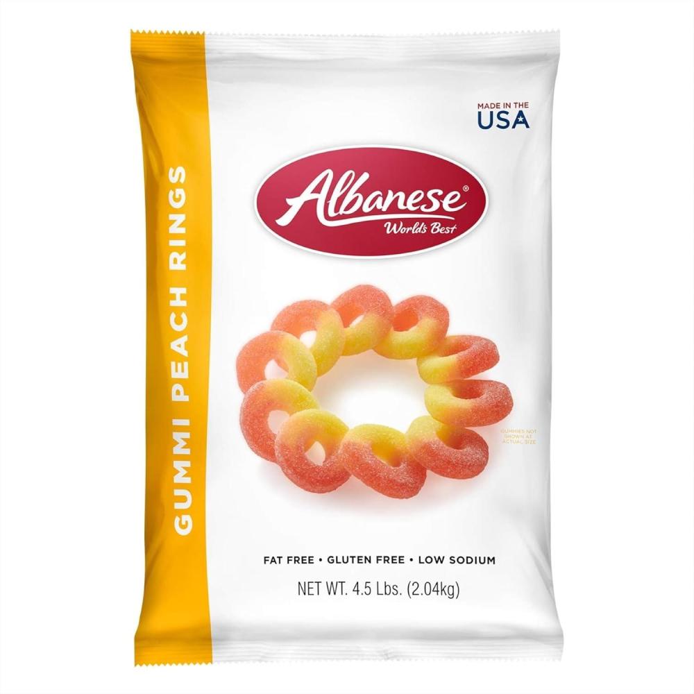 imageAlbanese Worlds Best Sour 12 Flavor Gummi Bears 32oz Bag of Candy 12 Unique Super Sour Flavors Gluten Free Fat Free Soft and Chewy Gummy Bears Perfect Travel SnackPeach Rings