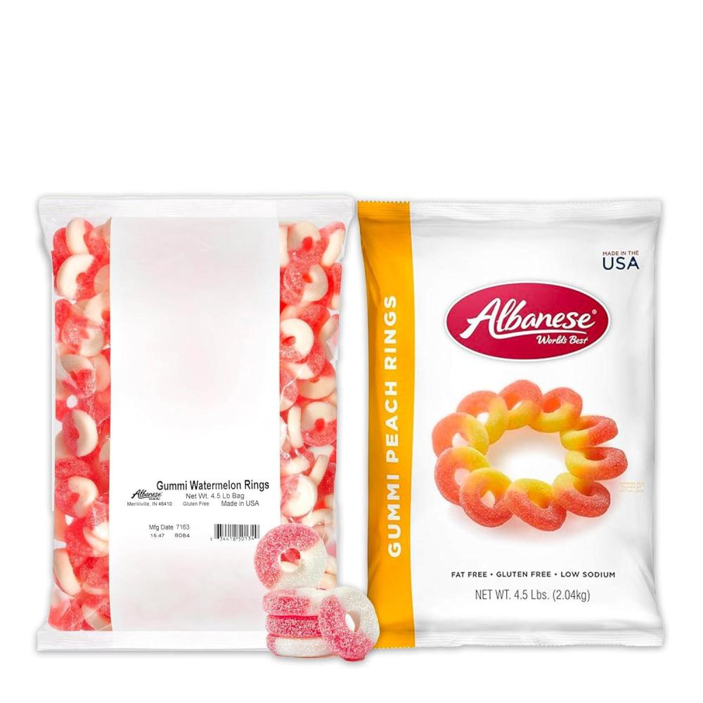 imageAlbanese Worlds Best Sour 12 Flavor Gummi Bears 32oz Bag of Candy 12 Unique Super Sour Flavors Gluten Free Fat Free Soft and Chewy Gummy Bears Perfect Travel SnackPeach Rings Watermelon Rings