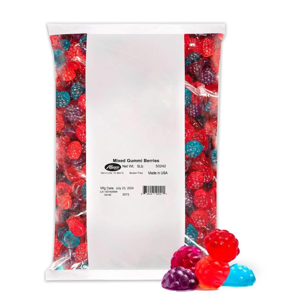 imageAlbanese Worlds Best Sour Gummi Poppers  45lbs of Candy  5 Super Sour Flavors Gluten Free Fat Free Soft ampamp Chewy Gummies  Blue Raspberry Lemon Orange and More  Perfect for Birthday PartiesMixed Berries