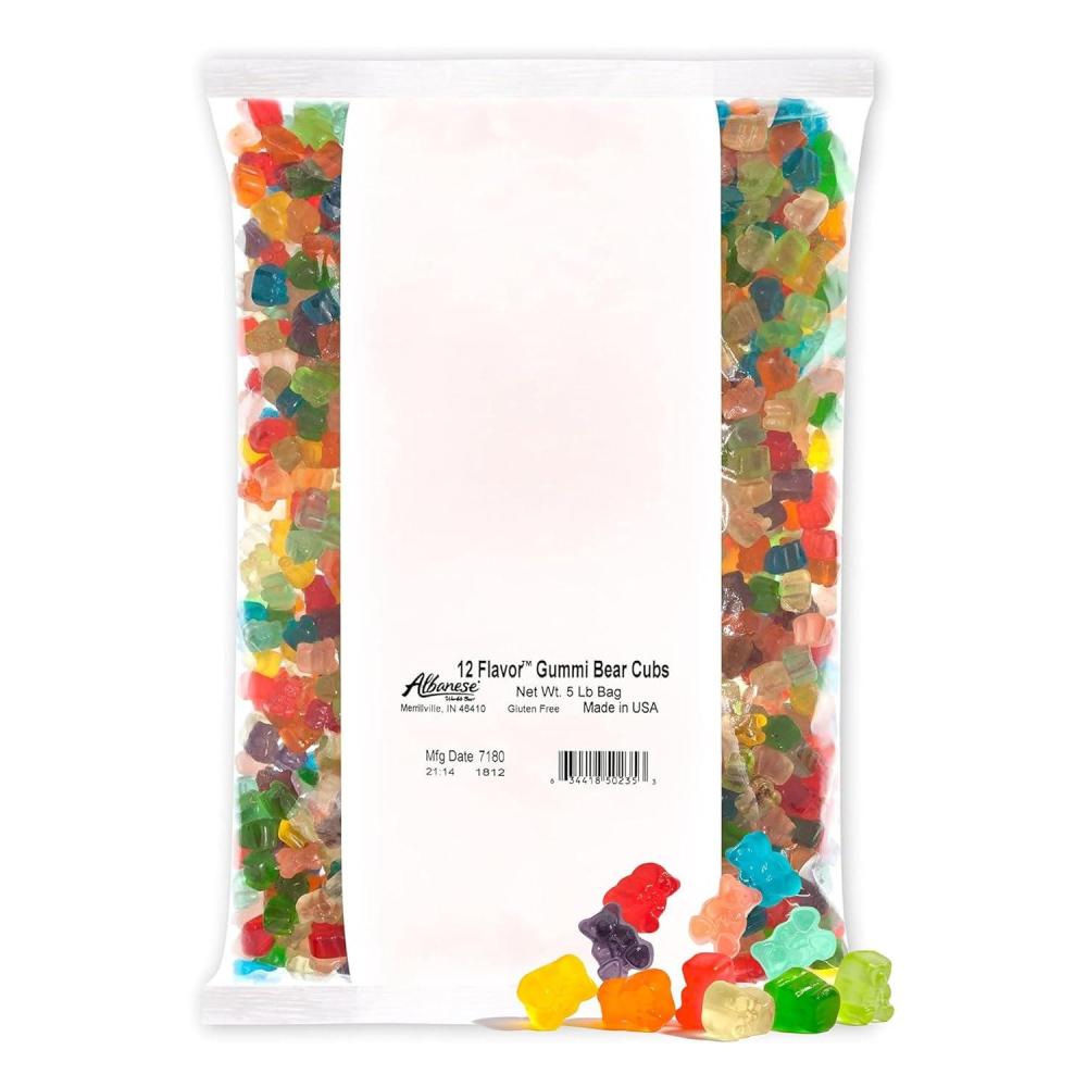 imageAlbanese Worlds Best Sour Gummi Poppers  45lbs of Candy  5 Super Sour Flavors Gluten Free Fat Free Soft ampamp Chewy Gummies  Blue Raspberry Lemon Orange and More  Perfect for Birthday Parties12 Flavor Gummi Bear Cubs