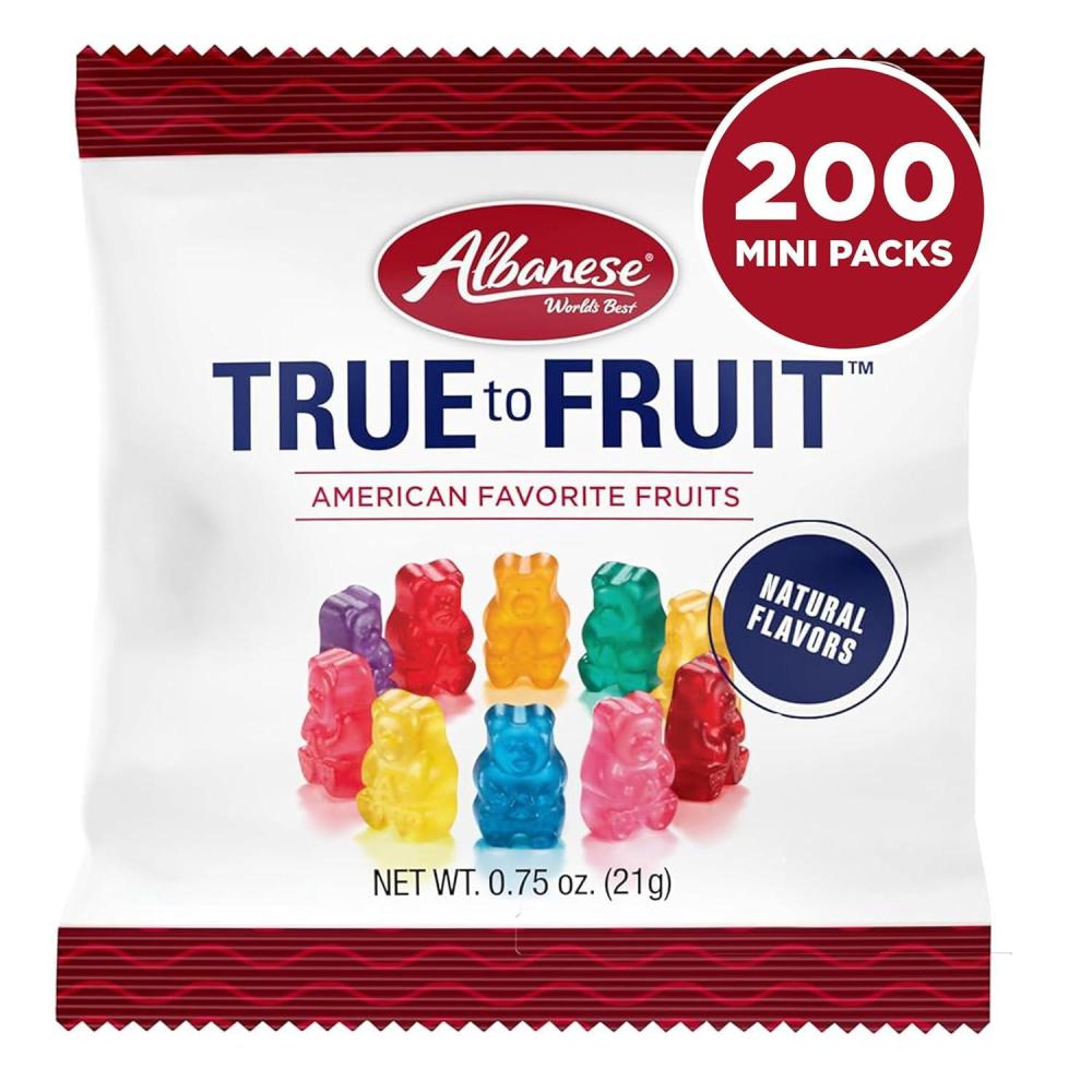 imageAlbanese Worlds Best True to Fruit American Favorite Fruits Gummies Candy 25oz Bag Soft ampamp Chewy Candy Snack Fruity Flavor AssortmentAmerican Favorite Fruits