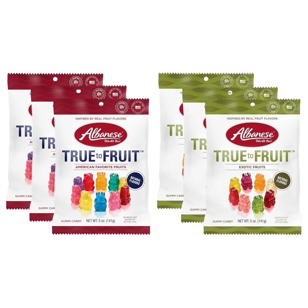 imageAlbanese Worlds Best True to Fruit  American Favorite Fruits Gummies Candy 25oz Bag Soft ampamp Chewy Candy Snack Fruity Flavor AssortmentVariety Pack