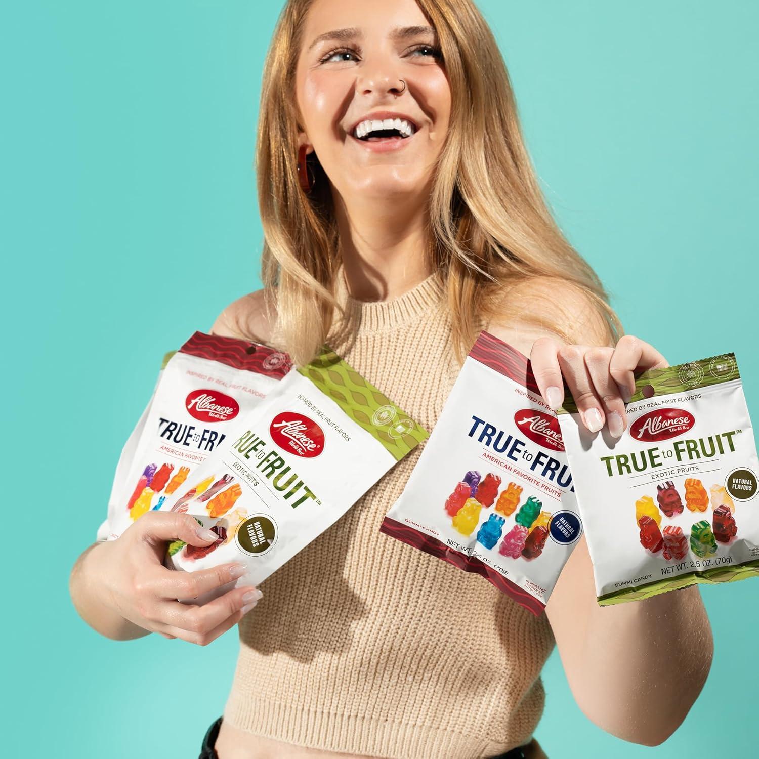 imageAlbanese Worlds Best True to Fruit American Favorite Fruits Gummies Candy 25oz Bag Soft ampamp Chewy Candy Snack Fruity Flavor AssortmentExotic Fruits