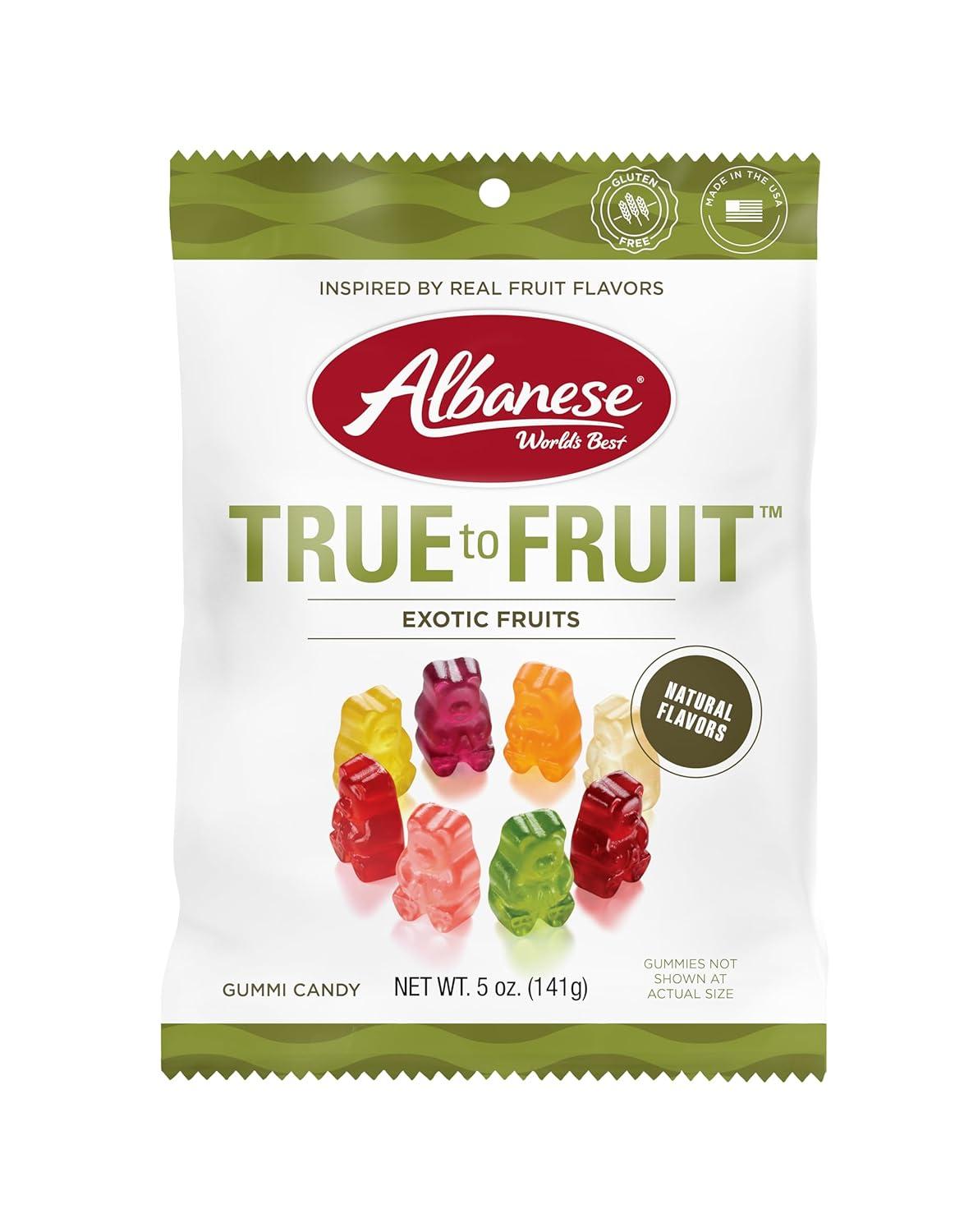 imageAlbanese Worlds Best True to Fruit American Favorite Fruits Gummies Candy 25oz Bag Soft ampamp Chewy Candy Snack Fruity Flavor AssortmentExotic Fruits